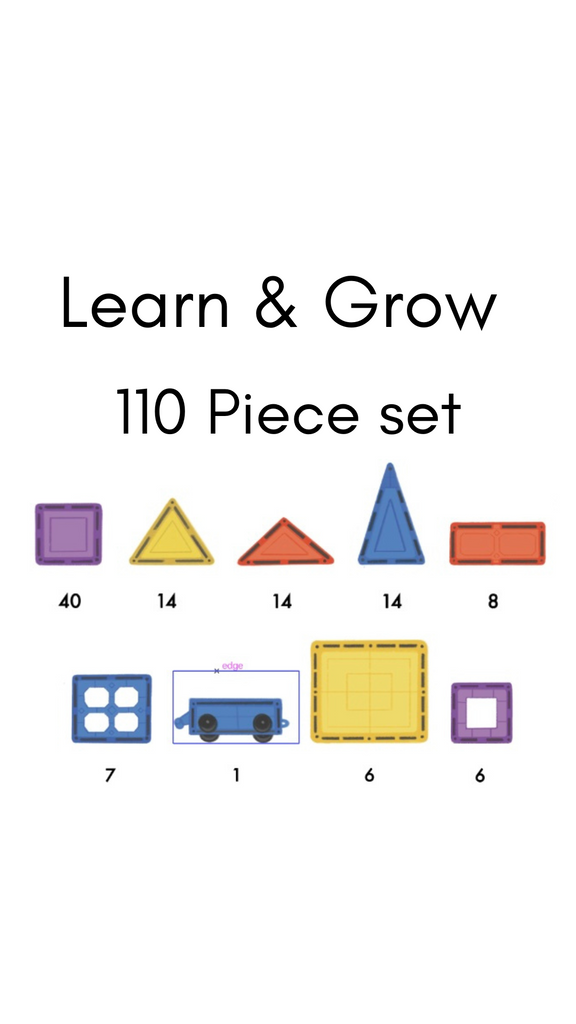 Learn & Grow Magnetic Tiles - 110 piece set - New Design